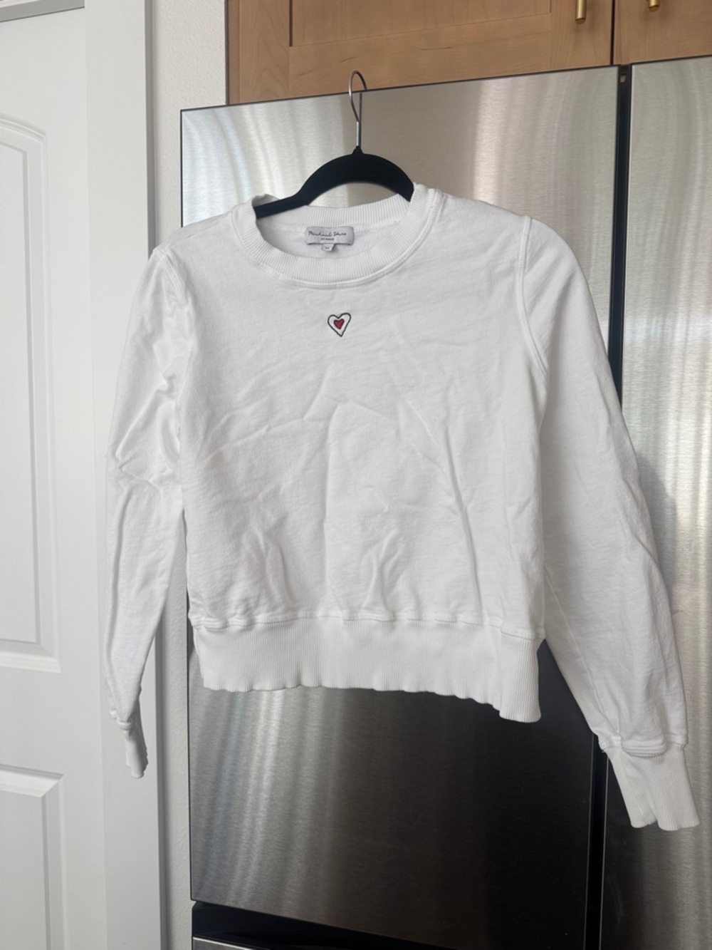 Michael Stars White Ribbed Crewneck Top